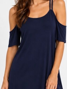 Cheap Monday Navy Cold Shoulder Mini Dress Size S 100% Viscose Y2K